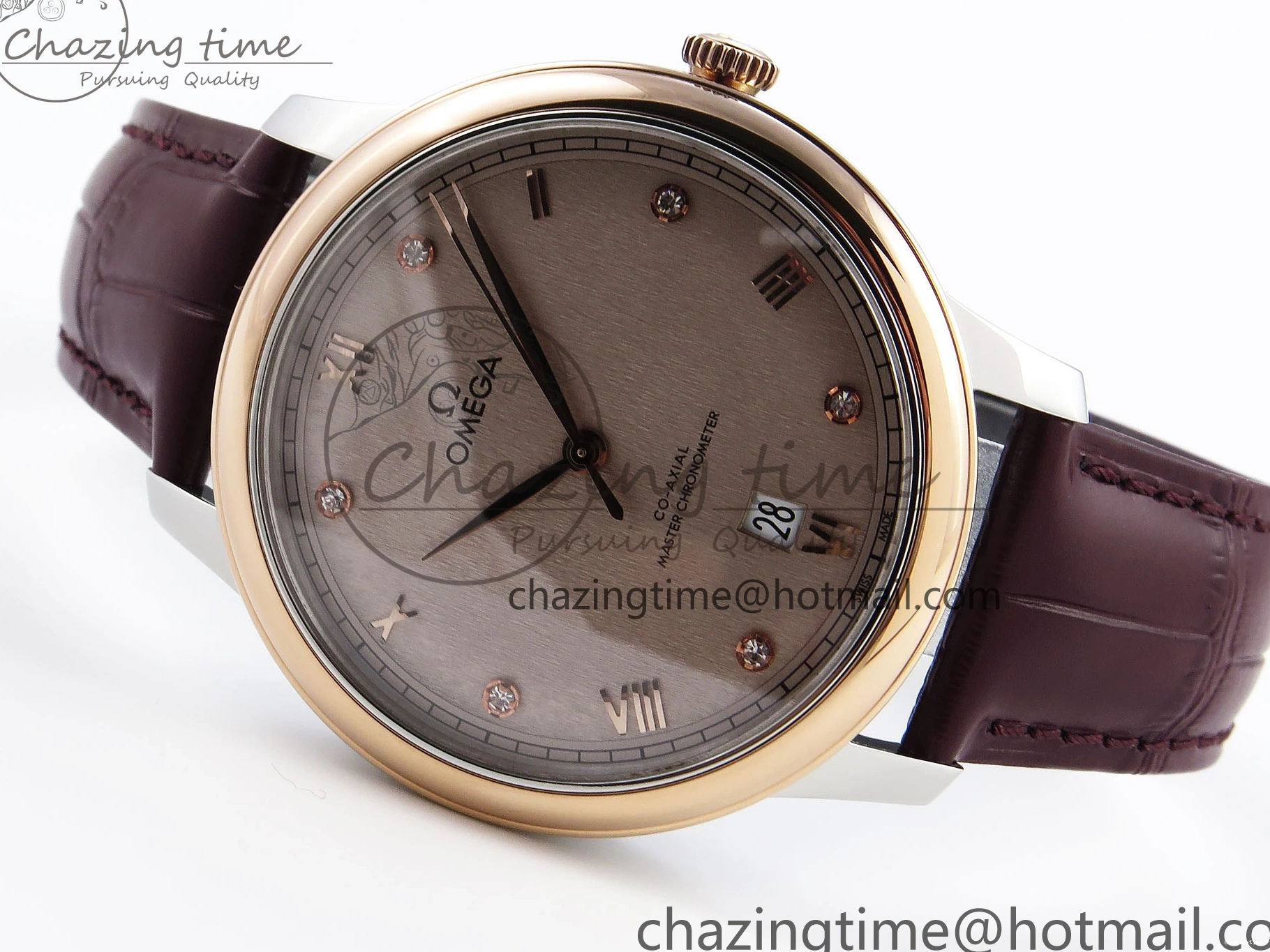 0223 Minimalist De Ville Power Reserve RG MKF 1:1 Best Edition RG Textured Dial on Brown Leather Strap A 7749